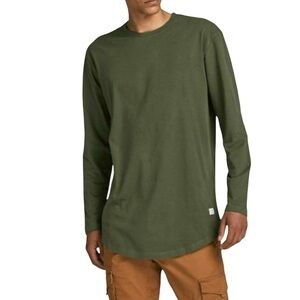 Jack & Jones Men's Long Sleeve T-Shirt Dark Olive Green Organic Cotton Size XL